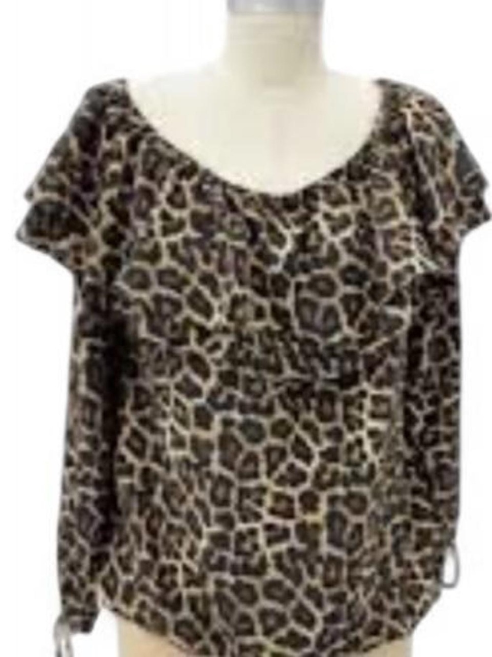 MICHAEL Michael Kors Leopard Print Short Sleeve Top - Brown & Black